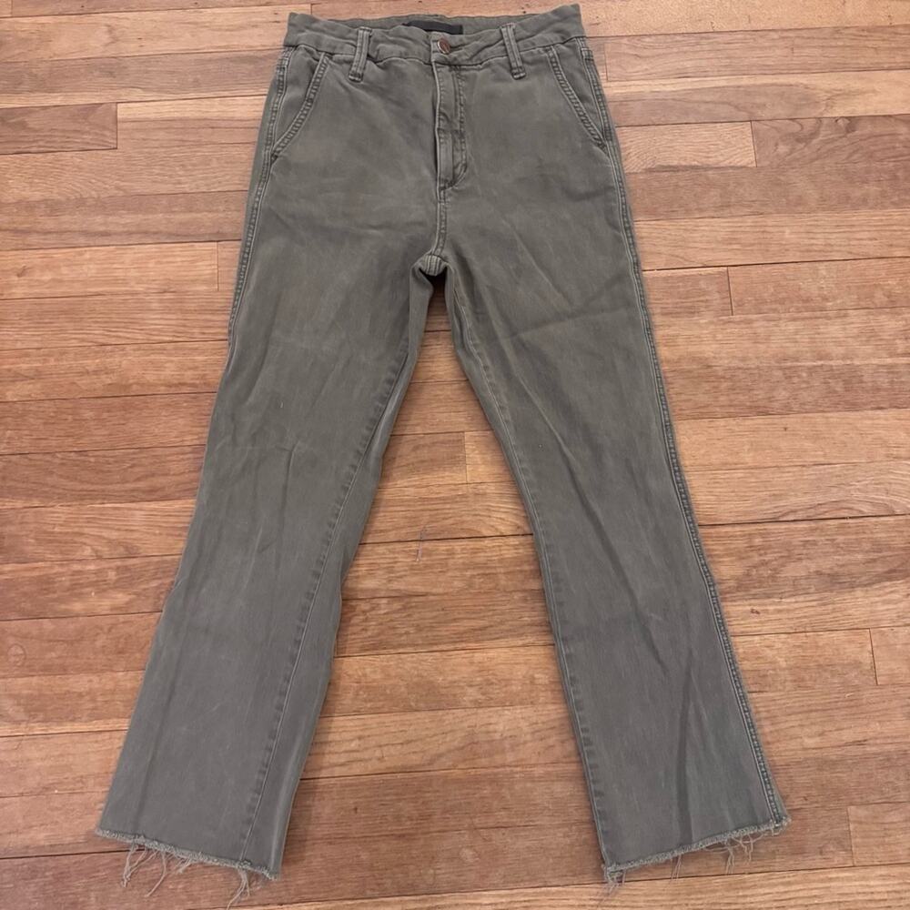 Joe’s Jeans Women’s Olive Green Raw Hem Crop Flare Pants - Size 27
 b81